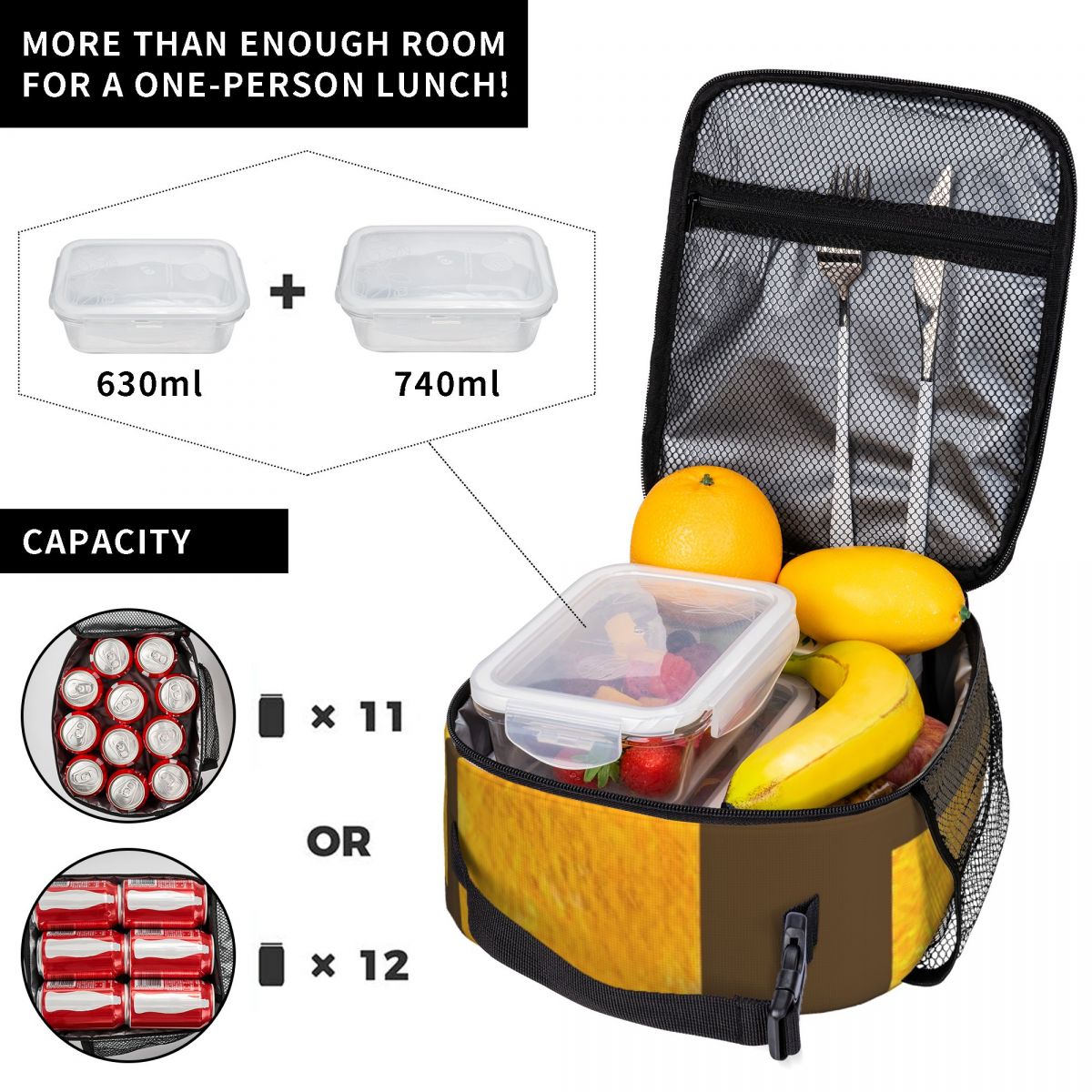 Sac à déjeuner jaune abstrait  - Meal Prep Yellow avis et prix